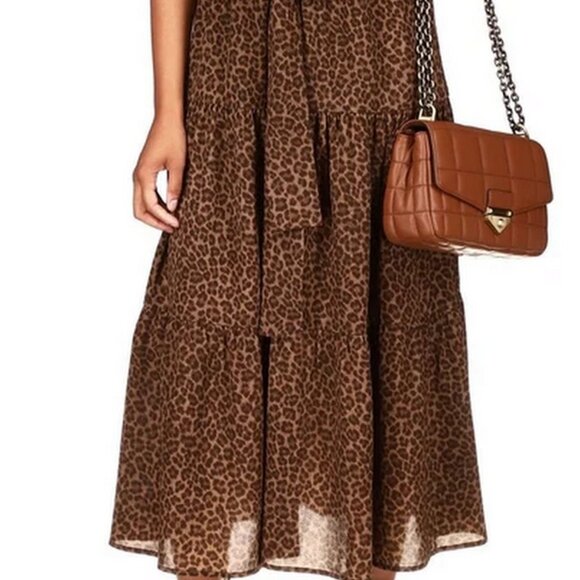 MICHAEL Michael Kors Mid-Calf Bohemian Animal Print Brown Shift Dress M - Picture 5 of 7